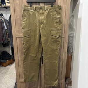 Lands End Men's 38 Cargo Pants Green Traditional Fit Adjustable Waist Buttons